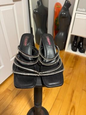 Black Rhinestone heels
